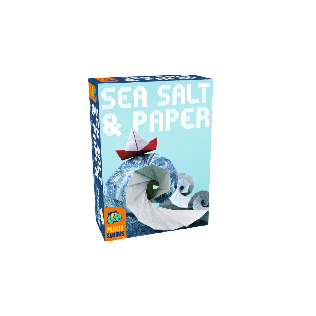 Box art for Sea Salt and Paper, showing origami-style paper boats, fish, and sea creatures in blue and cream tones